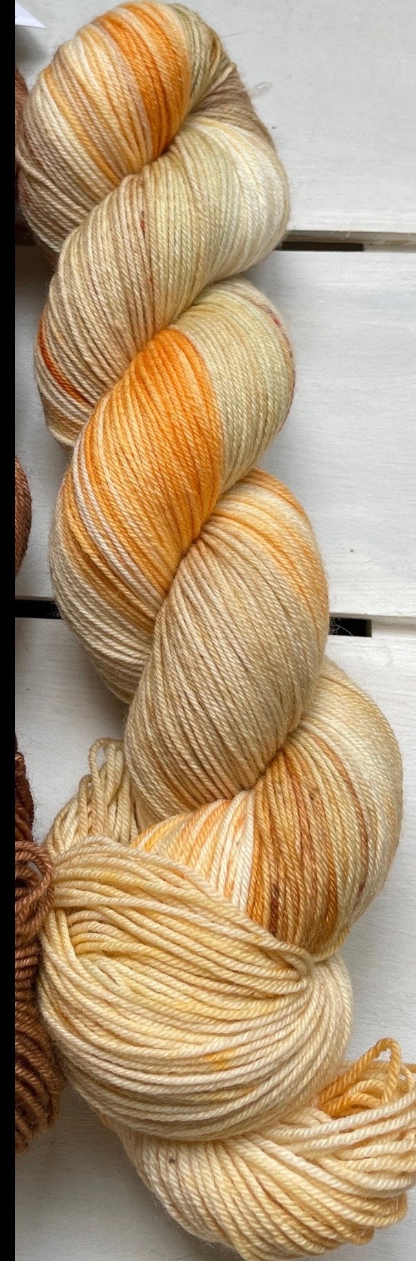 Spiced Pumpkin Latte. Soft light and dark tans, with yummy orange, DK and fingering