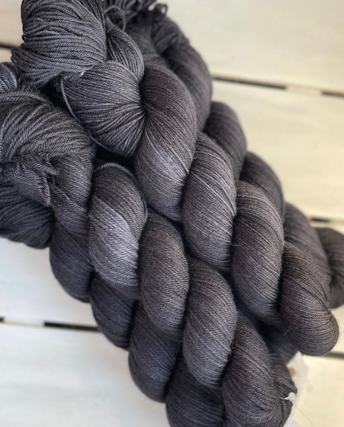 Jet Black, full skein in DK and fingering