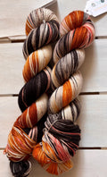 Just Breathe, dark brown, black, peach, 75/25 merino superwash wool
