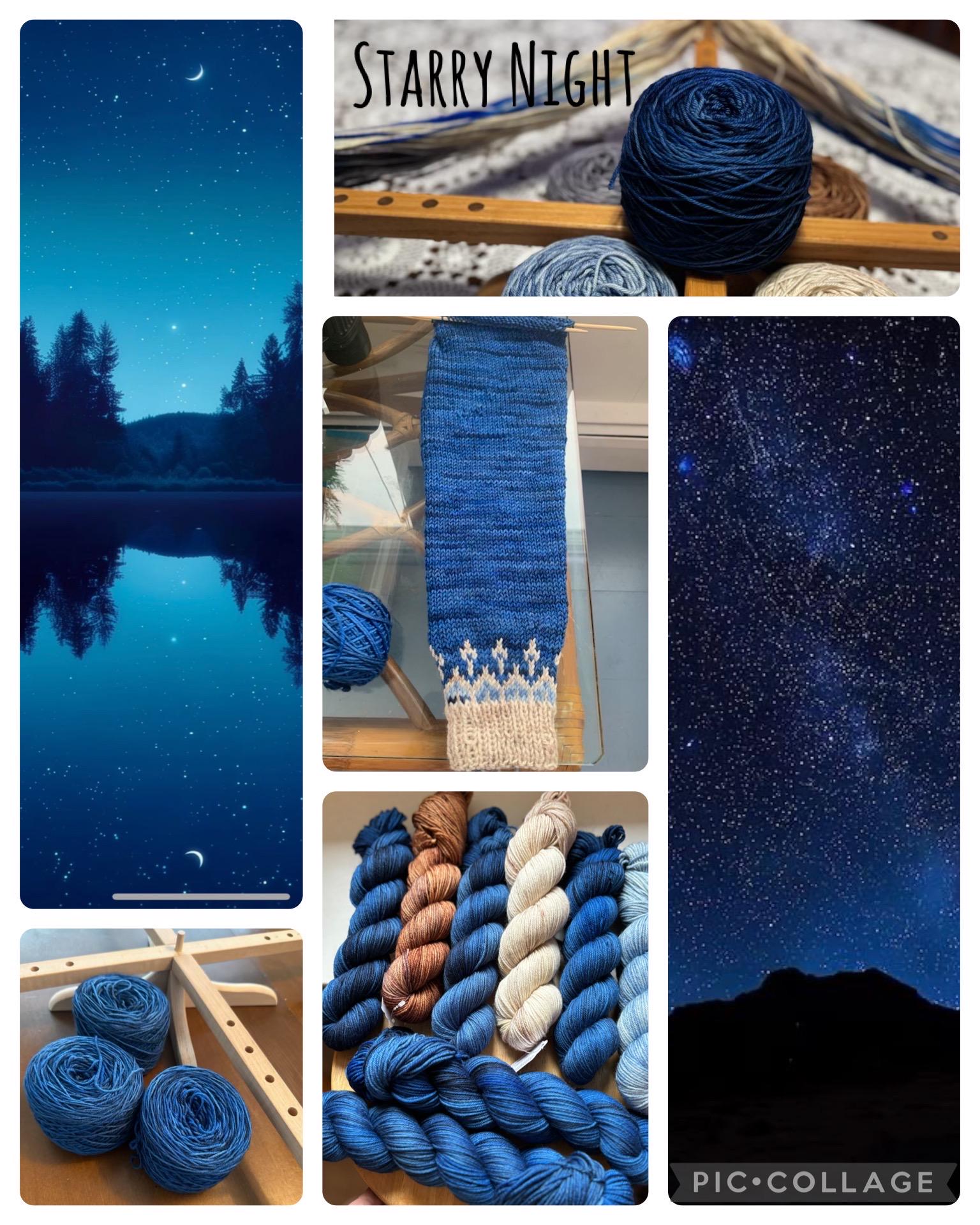Starry Night, a deep bright rich blue, DK and fingering