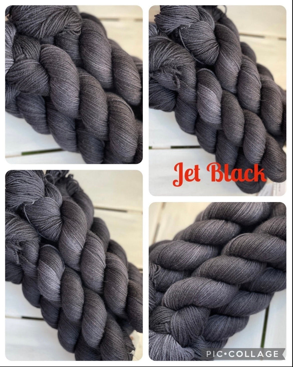 Jet Black, full skein in DK and fingering