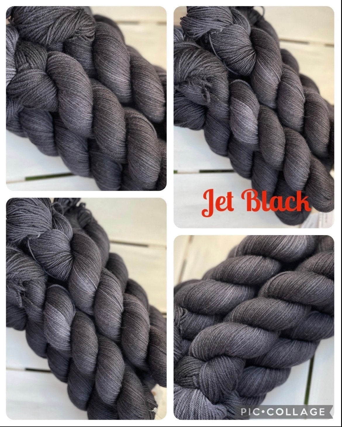 Jet Black, full skein in DK and fingering
