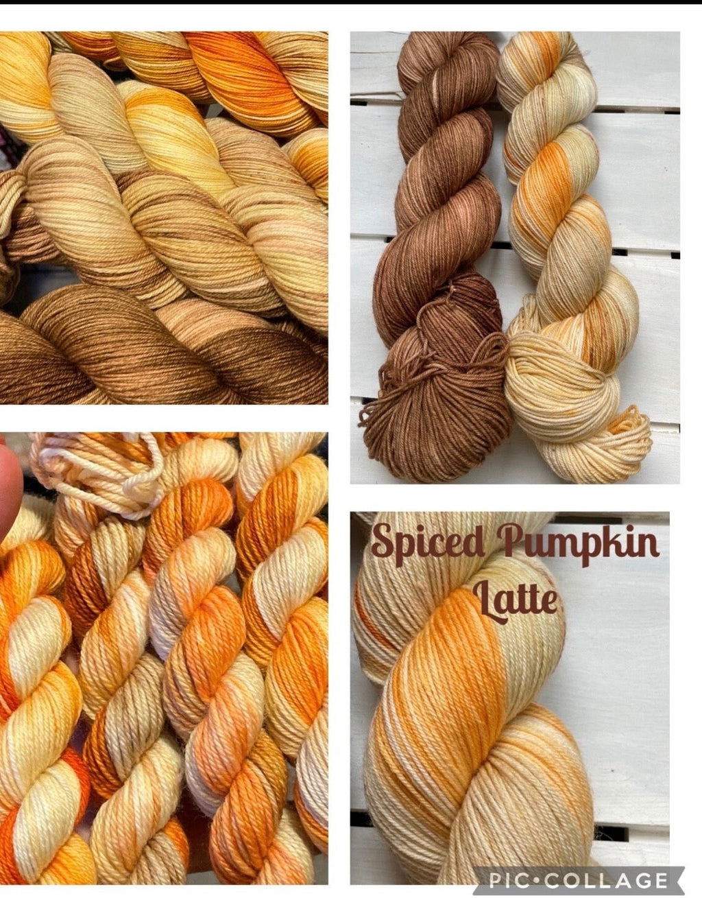 Spiced Pumpkin Latte. Soft light and dark tans, with yummy orange, DK and fingering