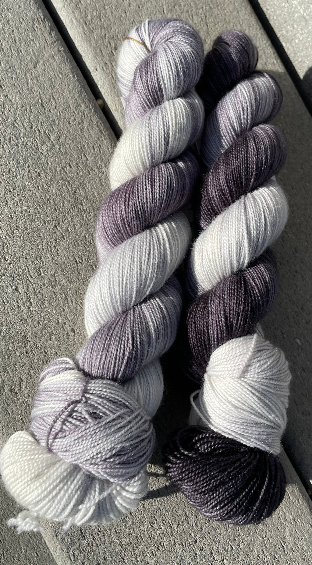 Foxy Lady, brown, golden honey, silver, grey, dark grey, Fingering,  463 yrds/100 grams. Yarn