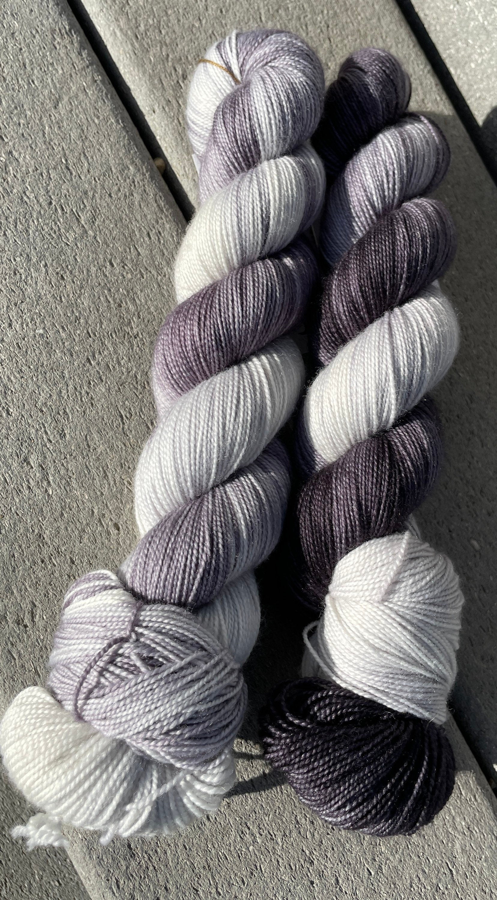 Foxy Lady, brown, golden honey, silver, grey, dark grey, Fingering,  463 yrds/100 grams. Yarn