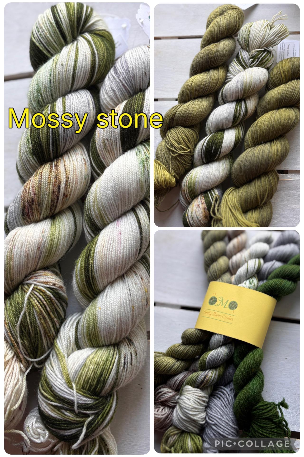 Mossy Stone, green, beige, brown, gray 75/25 merino superwash wool