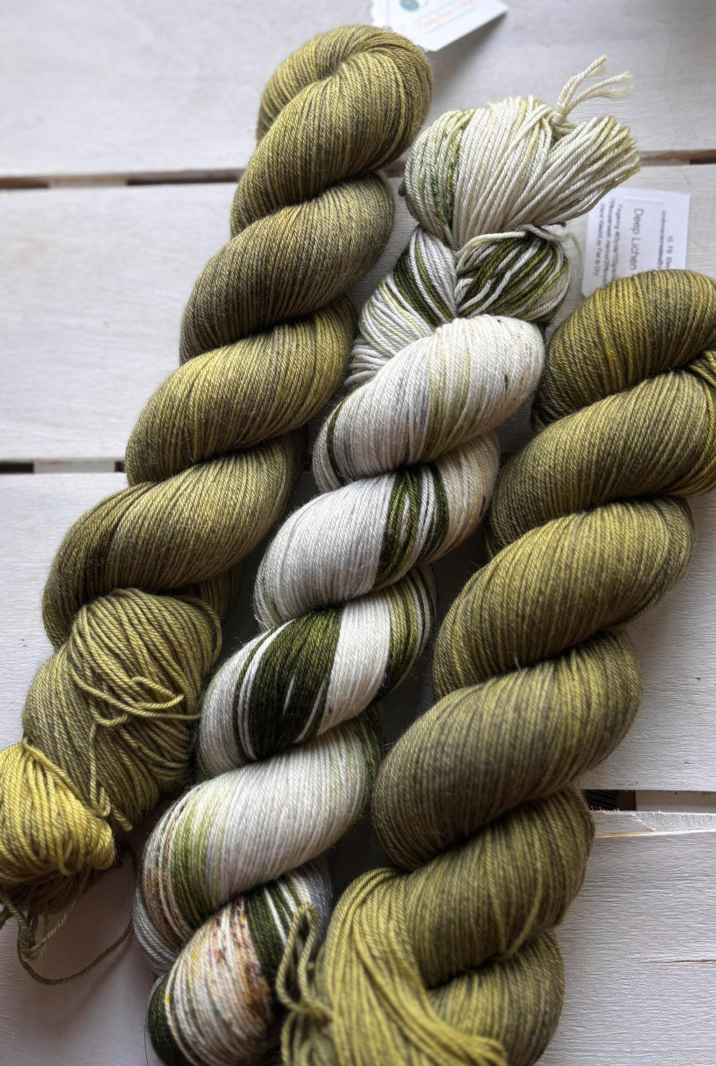 Mossy Stone, green, beige, brown, gray 75/25 merino superwash wool