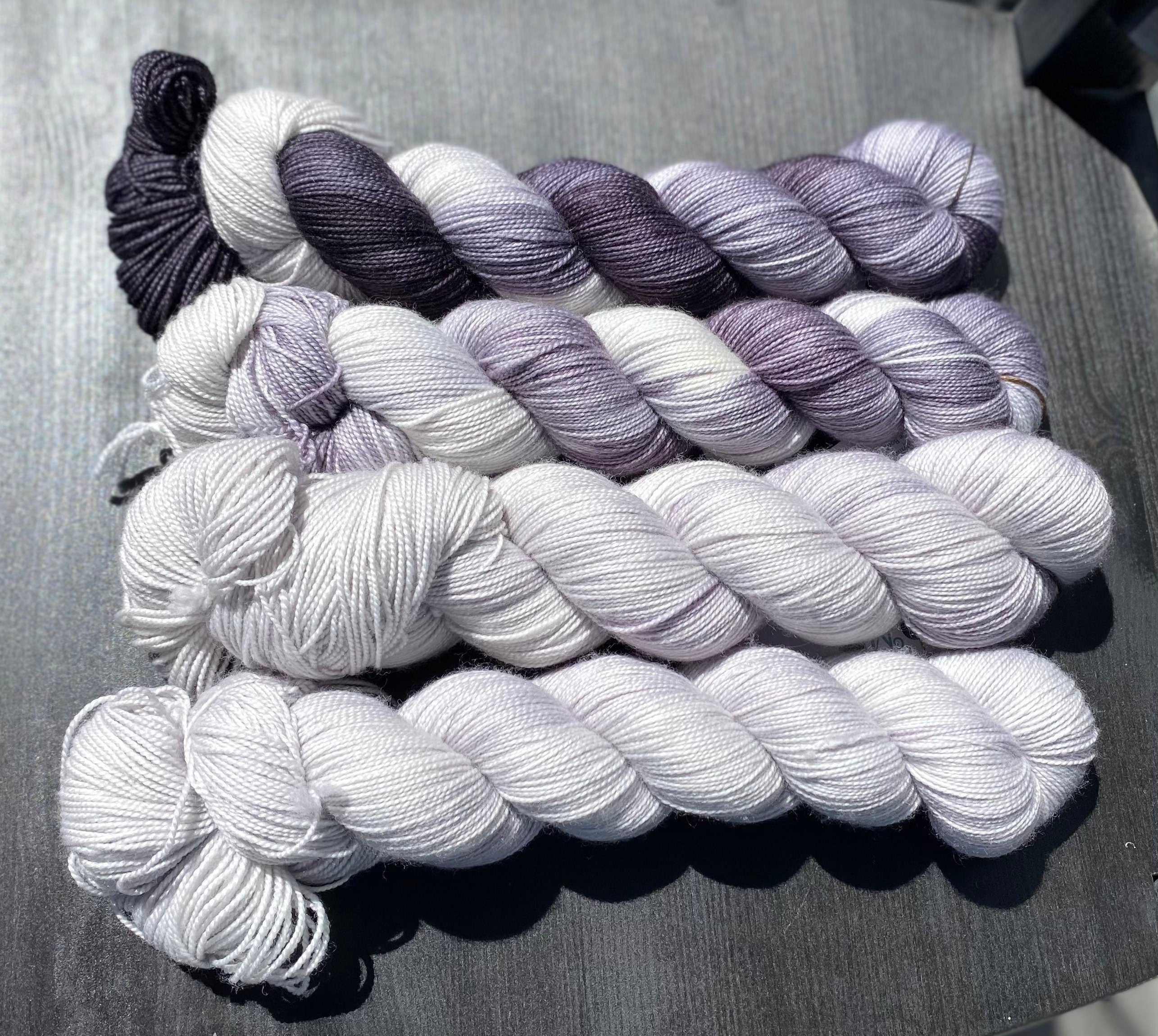 Foxy Lady, brown, golden honey, silver, grey, dark grey, Fingering,  463 yrds/100 grams. Yarn