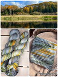 The Cove, Blues Deep Blues Yellow greens, merino wool, DK Fingreing