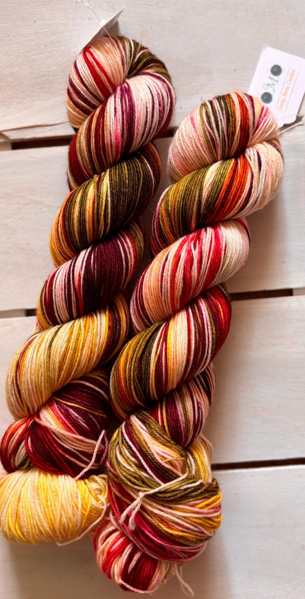 Fall Valley Merino Wool Yarn: Red, Orange, Yellow, Green (DK or Fingering)