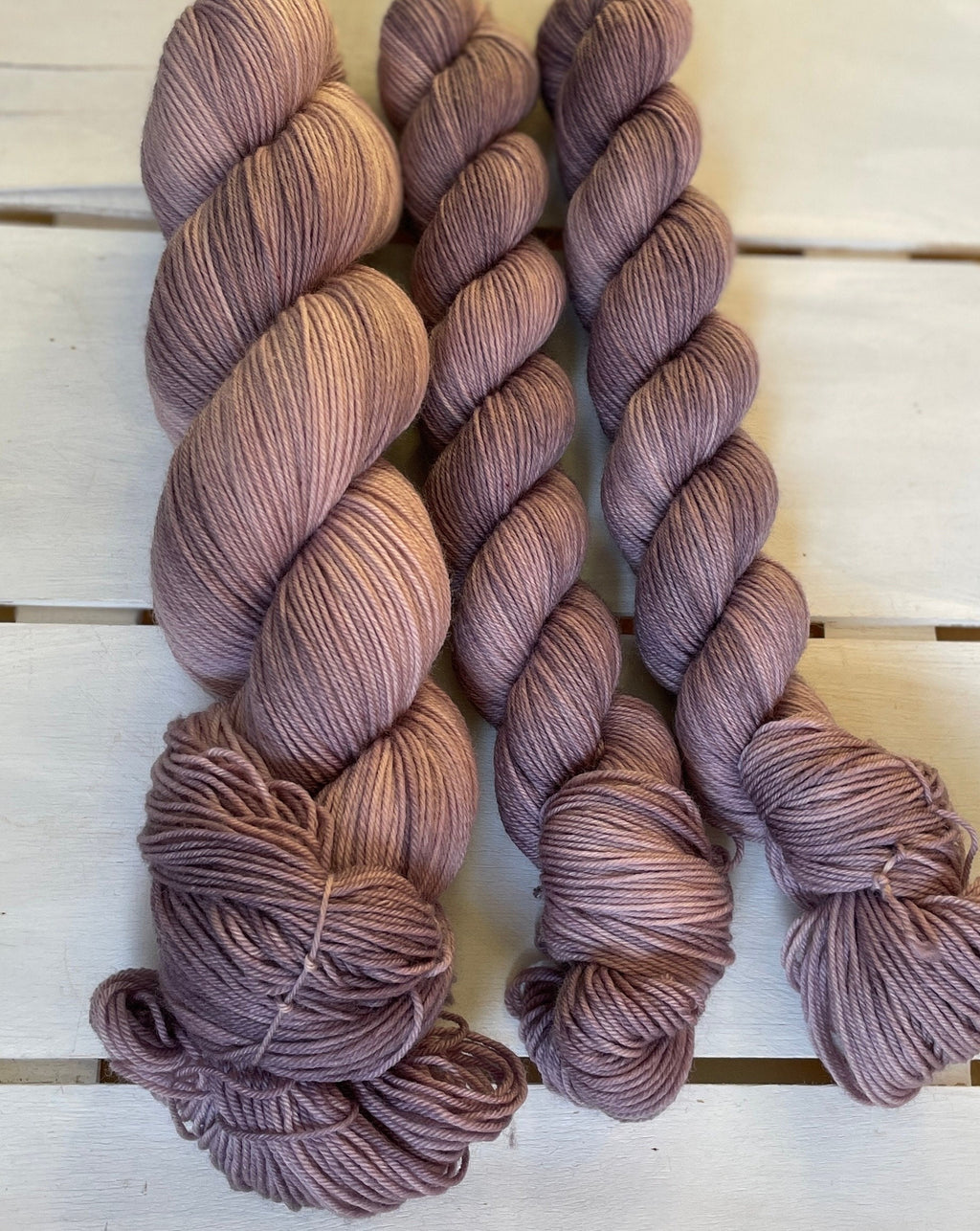 Lavendar Skies, soft, light purple earth tone, DK and fingering