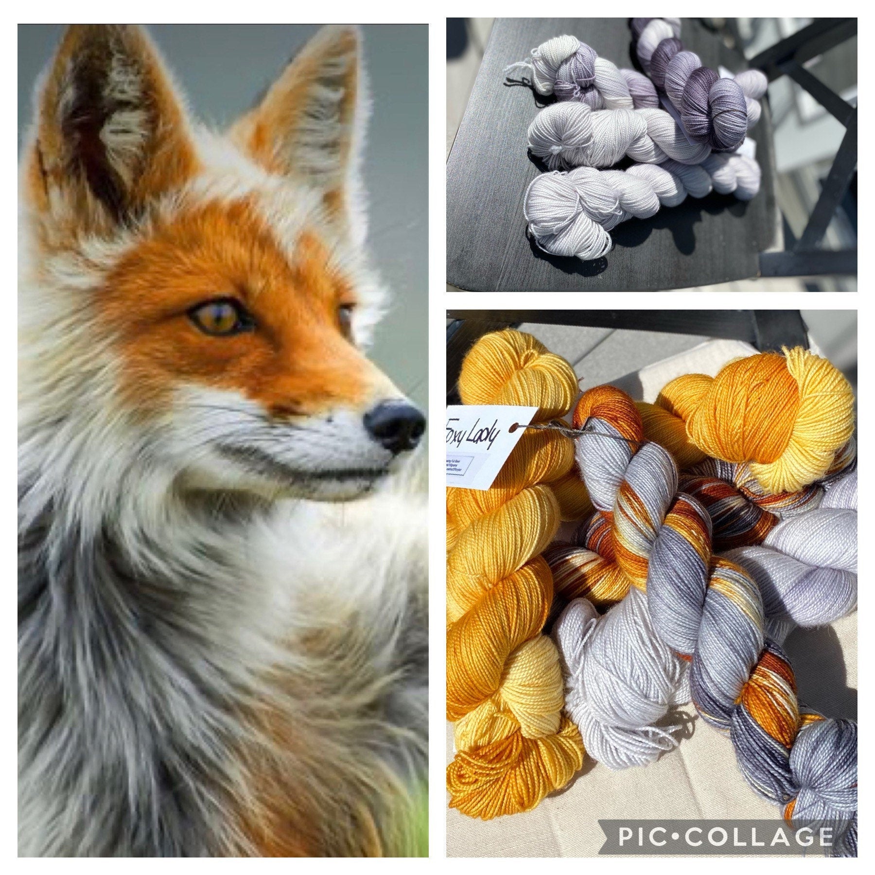 Foxy Lady, brown, golden honey, silver, grey, dark grey, Fingering,  463 yrds/100 grams. Yarn