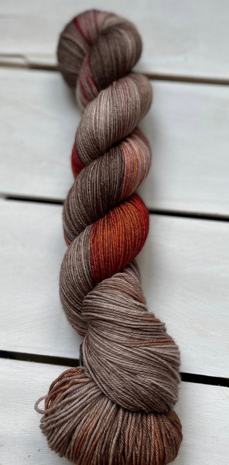 Apple, deep red, orange DK and fingering