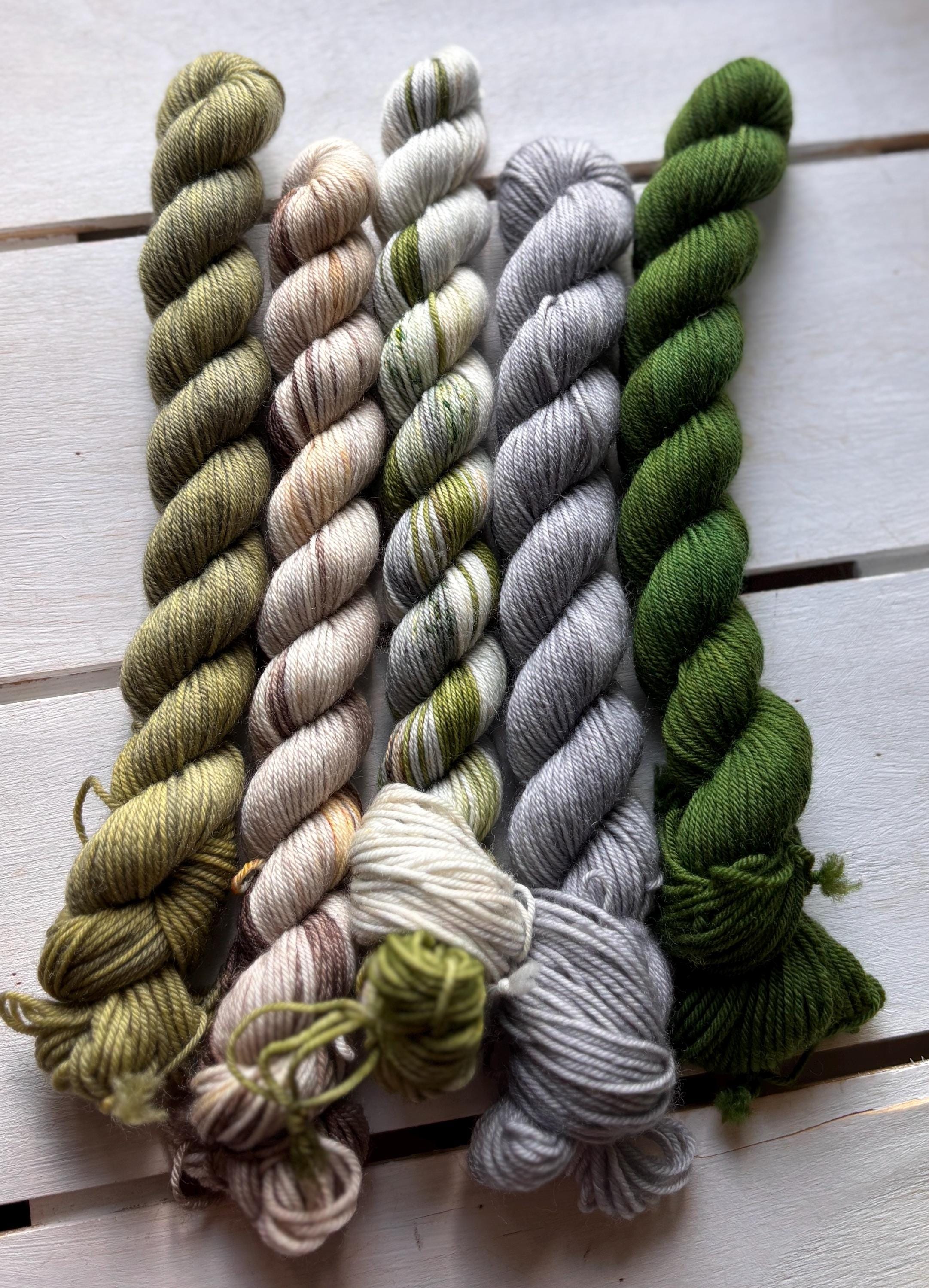 Mossy Stone, green, beige, brown, gray 75/25 merino superwash wool