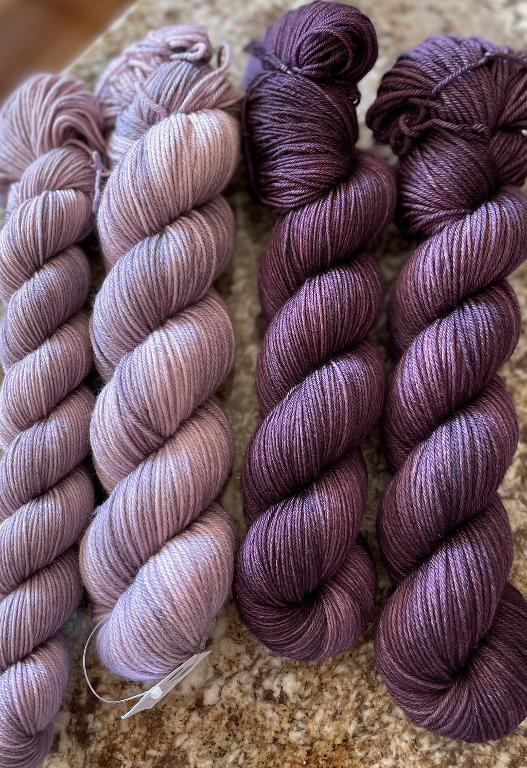 Purple Sunset, part of the  “Earth Tone Series”, DK and fingering