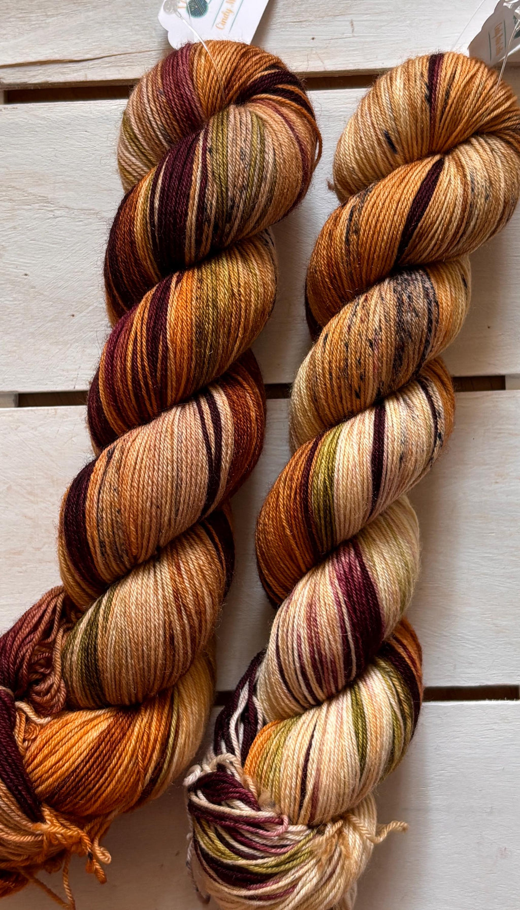Fern Gully brown, beige, green, maroon, 75/25 merino superwash wool