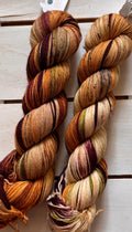Fern Gully brown, beige, green, maroon, 75/25 merino superwash wool