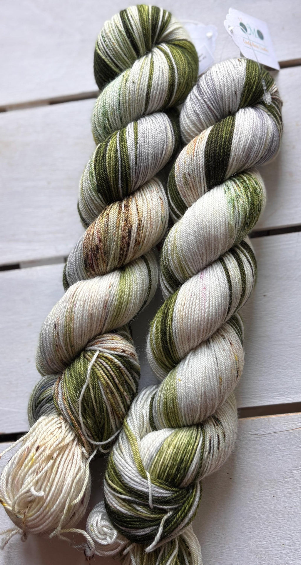Mossy Stone, green, beige, brown, gray 75/25 merino superwash wool