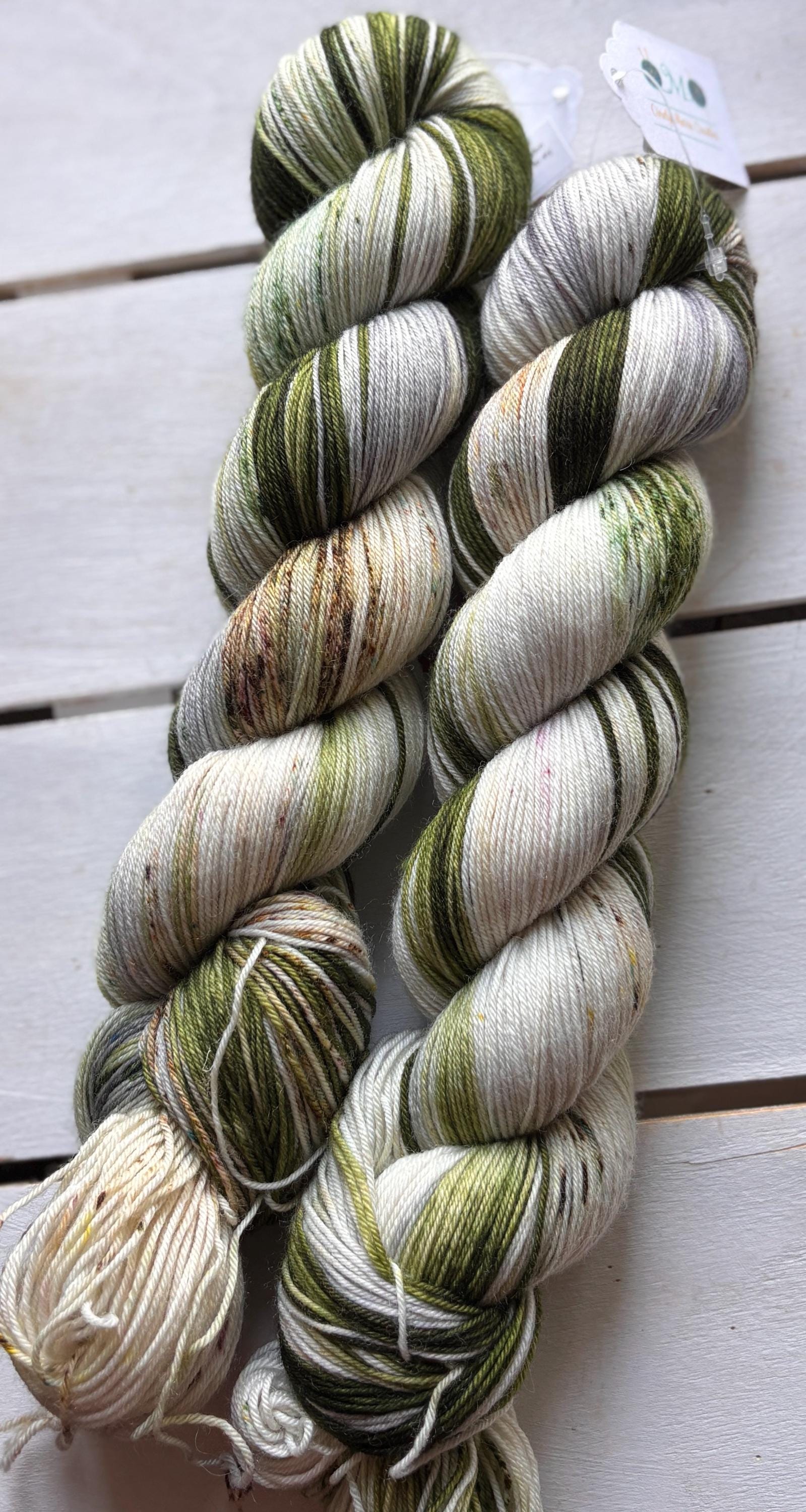 Mossy Stone, green, beige, brown, gray 75/25 merino superwash wool
