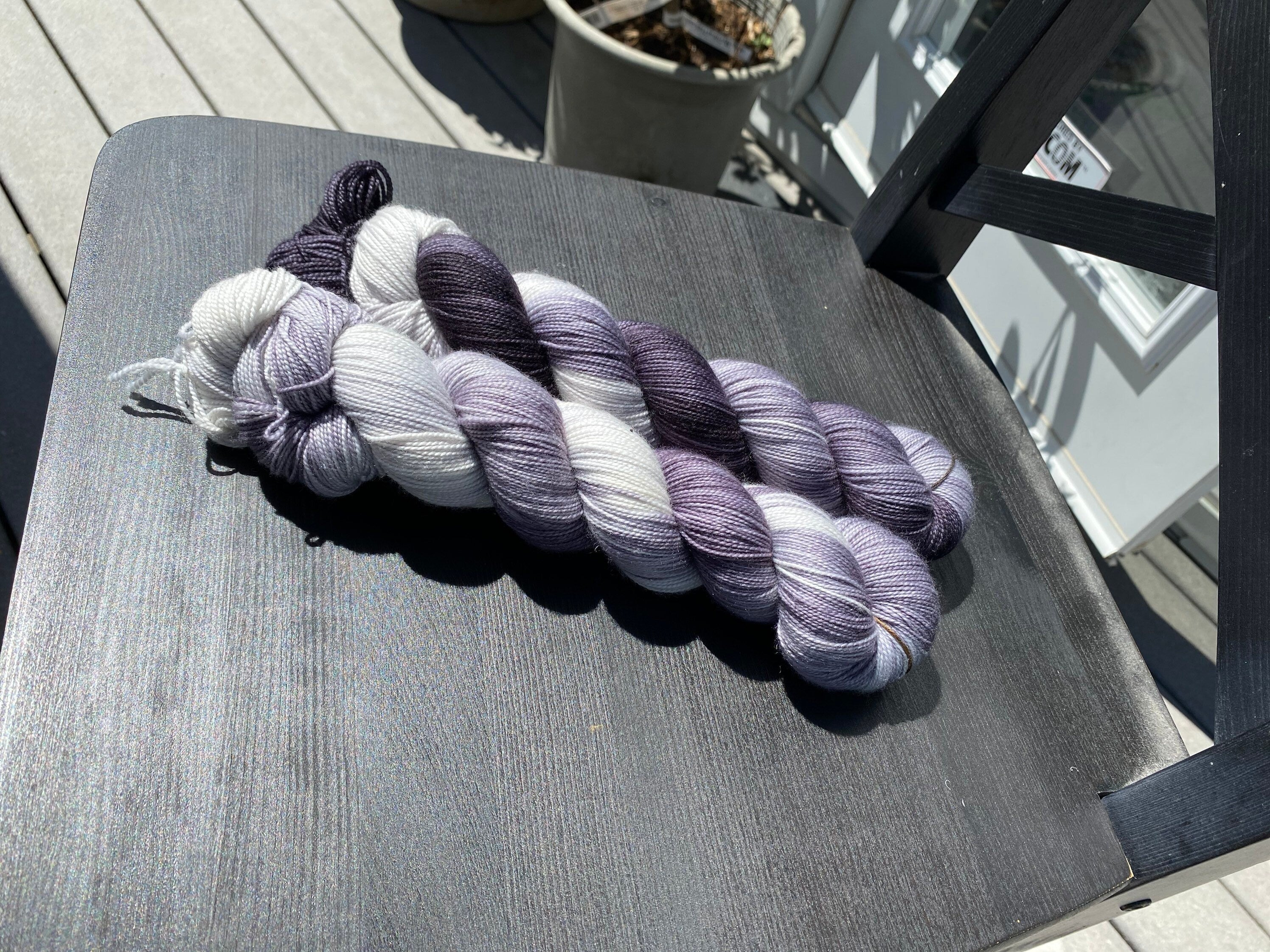 Foxy Lady, brown, golden honey, silver, grey, dark grey, Fingering,  463 yrds/100 grams. Yarn